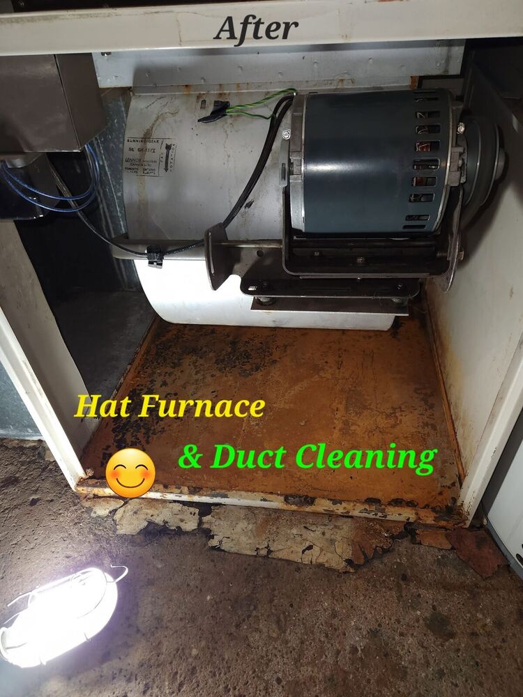 The same blower compartment after cleaning, motor and housing wiped free of dust